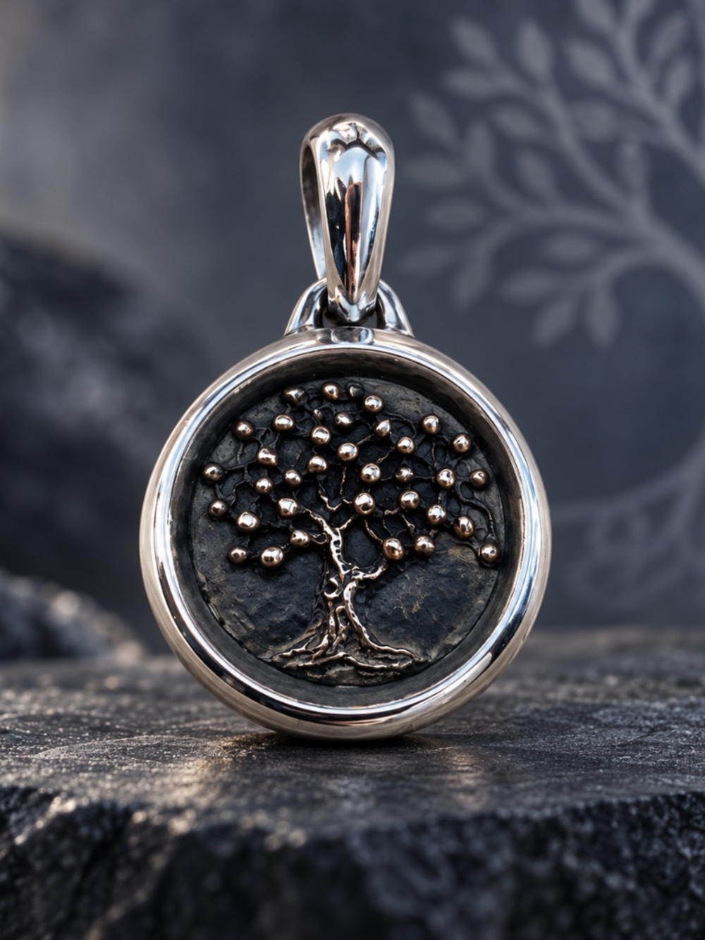 David Yurman Tree of Life Amulet Pendant Bronze & Sterling Silver 20mm